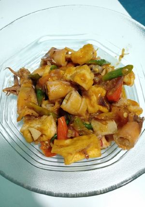 Foto resep Oseng cumi asin tahu pedas