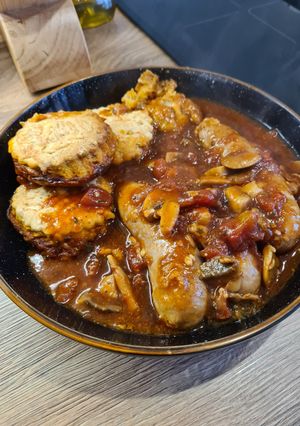 A picture of Sausage cobbler.