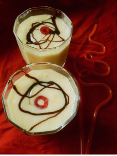 A picture of Mango mastani shake.