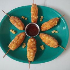 A picture of Vegetarian Korean Corn Dog (korean snack).
