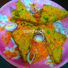 French toast Besan cheela sandwich A picture of French toast Besan cheela sandwich.