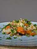 Arroz integral de legumes e mexilhão