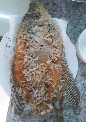 Hình của món Cá tai tượng chiên xù.