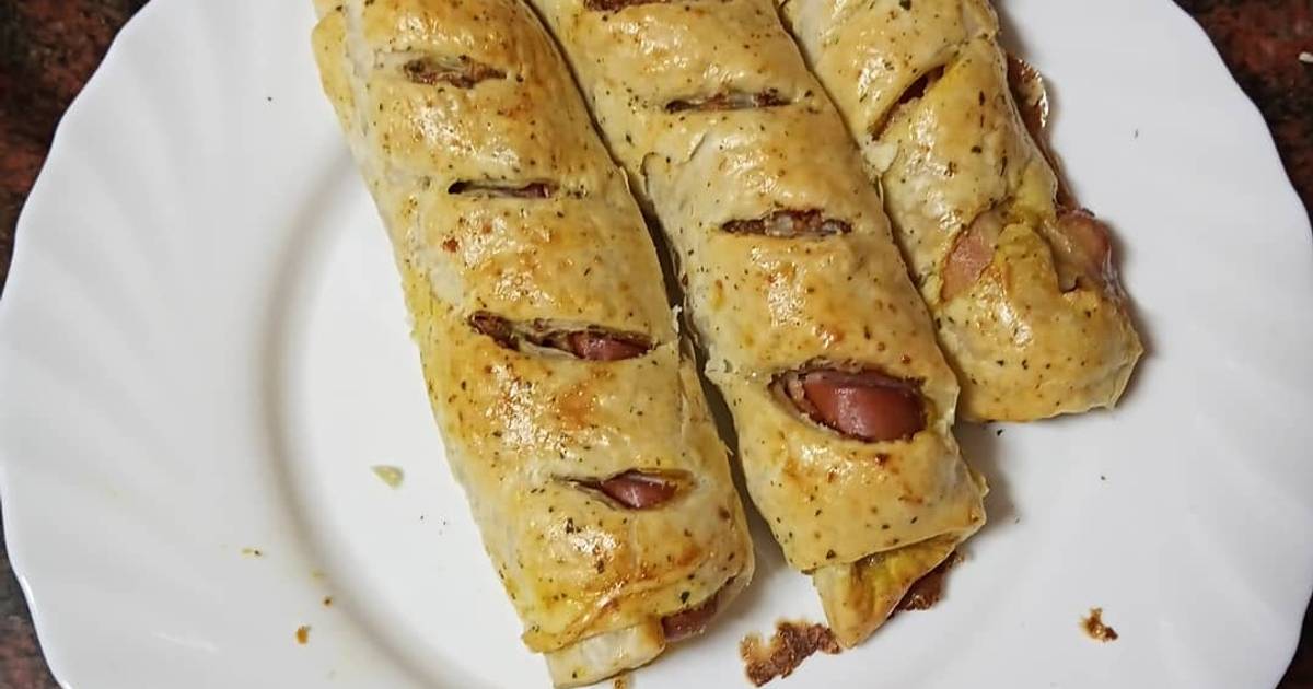 Flautas de salchichas al horno Receta de Ariel Santisteban Peña Cookpad