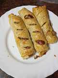 Flautas de salchichas al horno