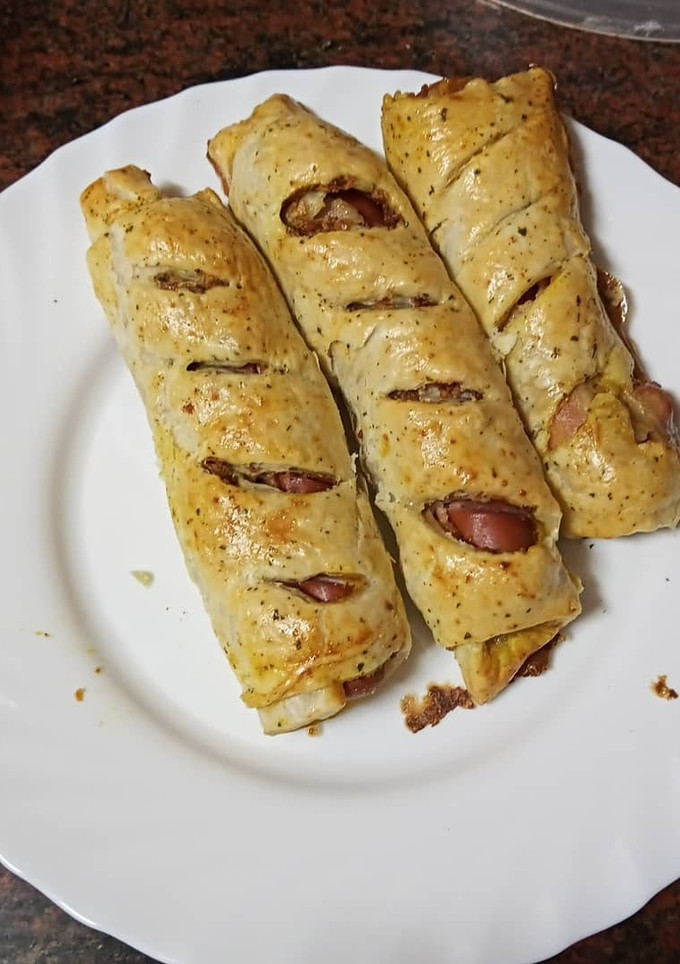 Una foto de Flautas de salchichas al horno