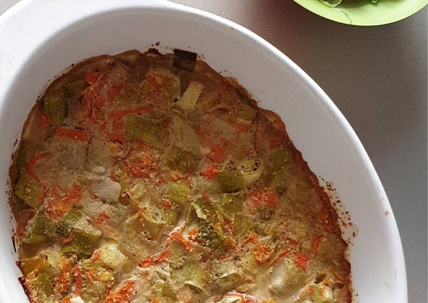 Gratin de poireaux et carottes