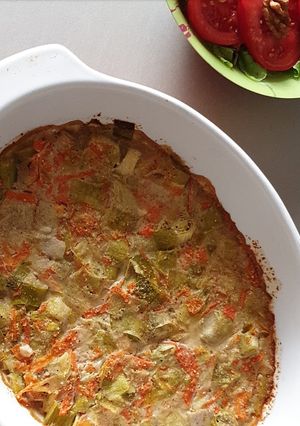 Une photo de Gratin de poireaux et carottes