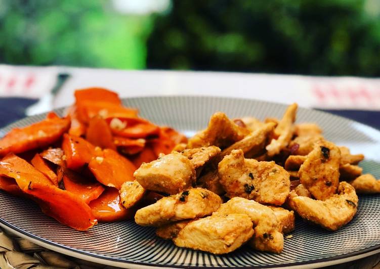 Pollo adobado con boniato asado y sal de limón 🍋