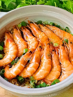 鮮蝦粉絲煲 的食譜成品照片