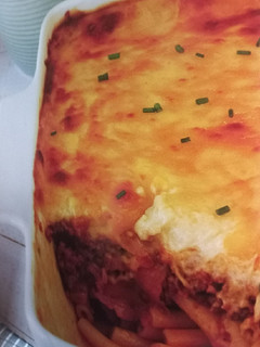 A picture of Mincemeat and Pasta Bake with Cheese Sauce.