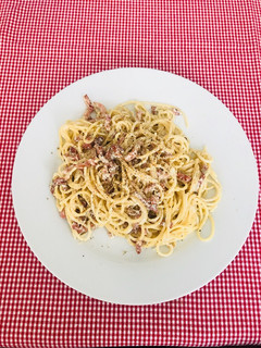 Una foto de Espaguetis al roquefort con bacon