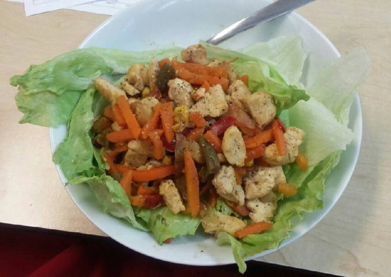 Lettuce,chicken & stir fry wrap