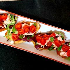 My Steamed Chicken, basil and Tomato Brushetta 🥰 A picture of My Steamed Chicken, basil and Tomato Brushetta 🥰.