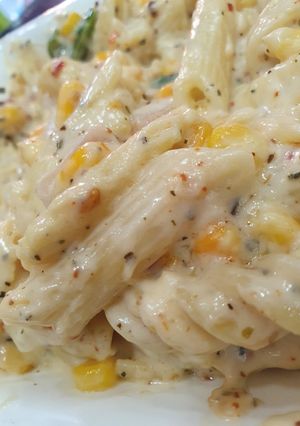 A picture of Curd pasta salad.