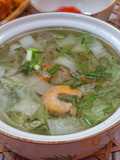 Canh cải dún nấu tôm khô thịt xay