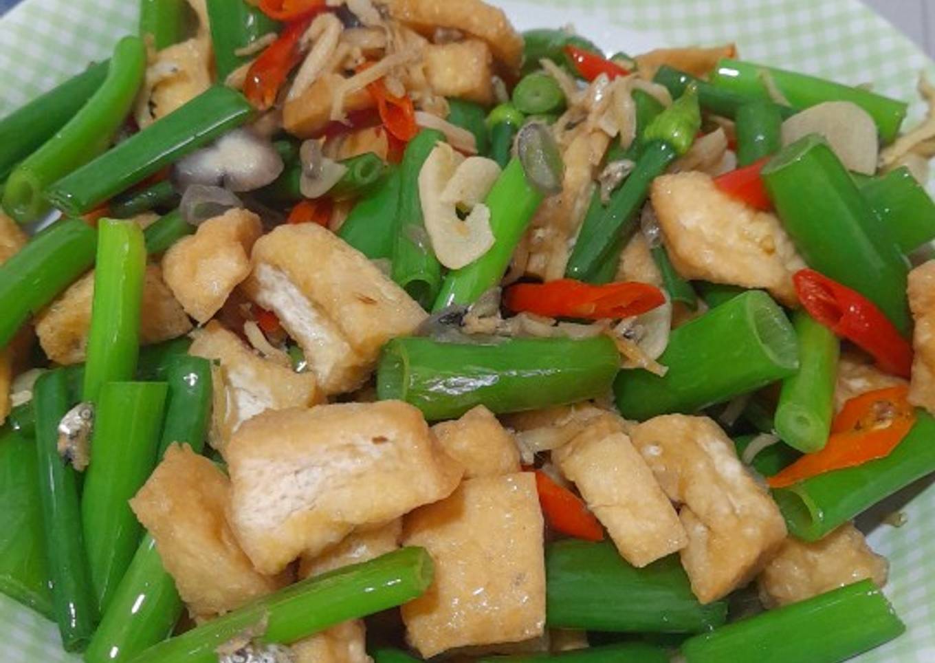 Tumis Bunga Bawang Tahu Teri