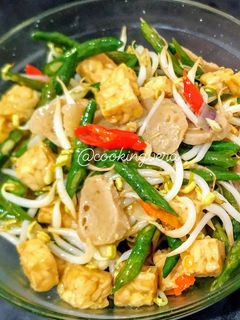 Foto resep Tumis Toge Kacang Panjang Tempe Bakso