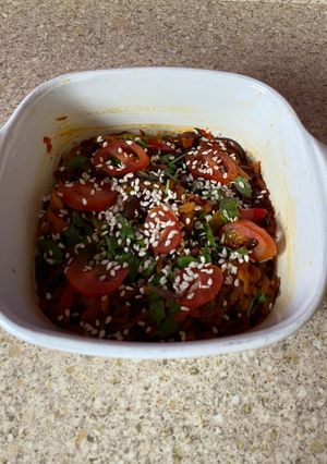 A picture of Grated aubergine stir fry.