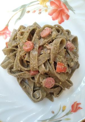 Foto resep Healthy spaghetti organic spenach Carbonara, Non dairy