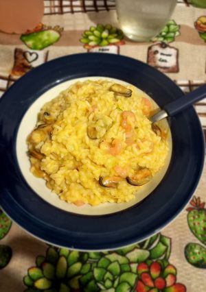 Una foto de Risotto de mariscos