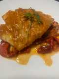 Bacalao con romesco al horno