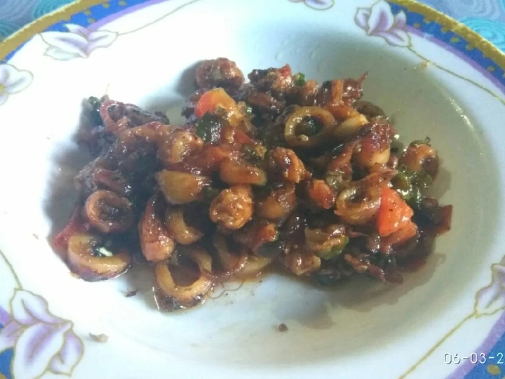 Cara Sederhana Membuat Resep  Cumi asin pedes manis yang Sempurna, Bisa Manjain Lidah