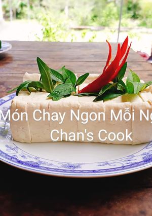 Hình của món Đậu khuôn hấp chấm muối tiêu chanh chay.