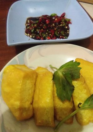Foto resep Tahu kuning goreng +sambal kecap