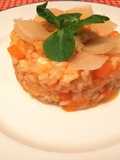 Risotto alla zucca, scamorza affumicata e scaglie di parmigiano