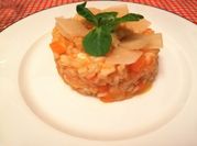 Una foto di risotto alla zucca