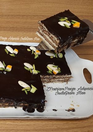 عکسی از دستور کیک یخچالی با قهوه ☕