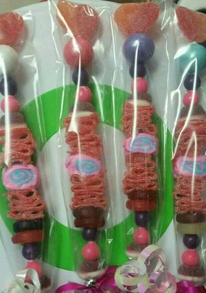 A picture of Doc Mcstuffins Themed Candy Kabobs.