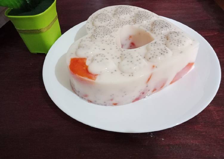 Resep masakan Puding Pepaya Biji Selasih | Bahan Membuat Puding Pepaya Biji Selasih Yang Mudah Dan Praktis