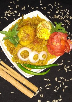 A picture of Egg Biryani.