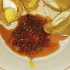 A picture of Moi Moi with egg.