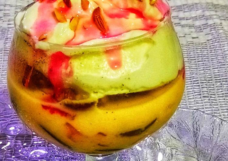 Simple Way to Prepare Ultimate Fruit custard with Dry fruit Vanilla ice cream