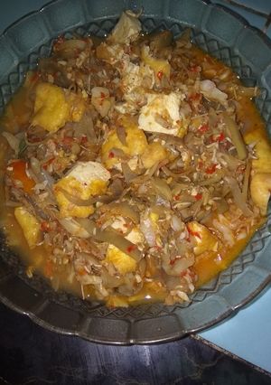 Foto resep Oseng jantung pisang tahu