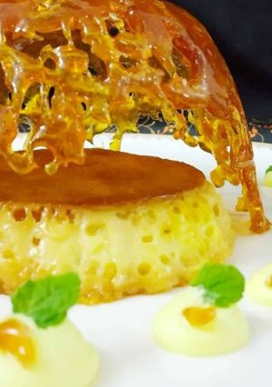 A picture of Steamed Rasmalai Cremé Caramel.