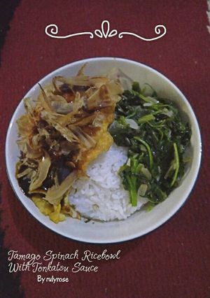 Foto resep Ricebowl: Tamago Spinach