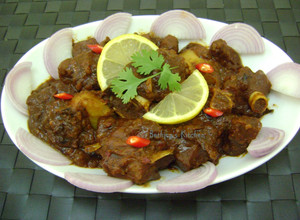 A picture of Kosha Mangsho (Bengali style Mutton Curry).