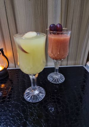 A picture of Orange drink and Fruits smoothie.