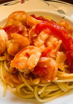 A picture of Quick Spaghetti with Shrimp 🍤.