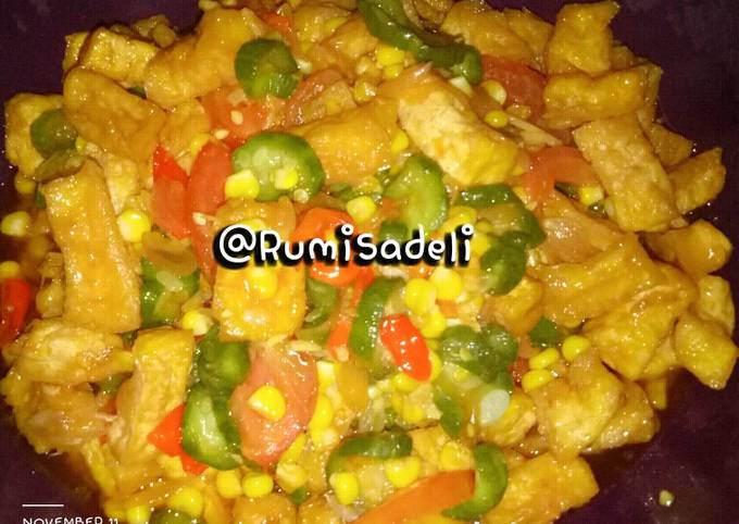 Resep Tumis TaYongJa (Tahu Oyong Jagung) pedas manis, Bikin Ngiler