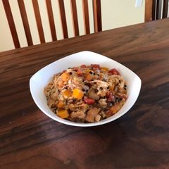 A picture of Noom Friendly Instant Pot Brown Rice Chicken Risotto.