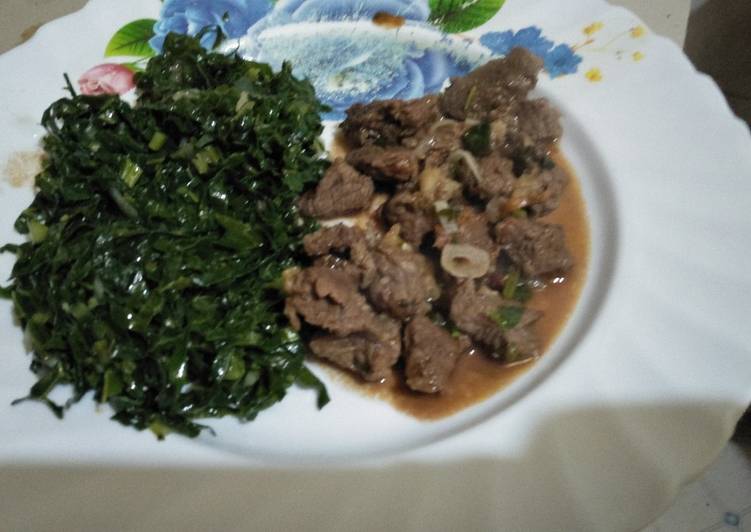 Kales with beef stew