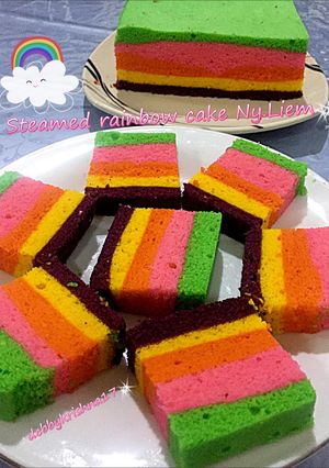 Foto resep Steamed rainbow cake Ny.Liem