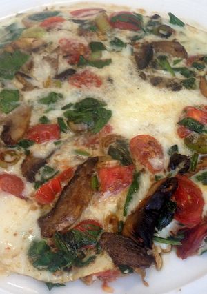 A picture of Egg White Omelet with Spinach and Mushroom.