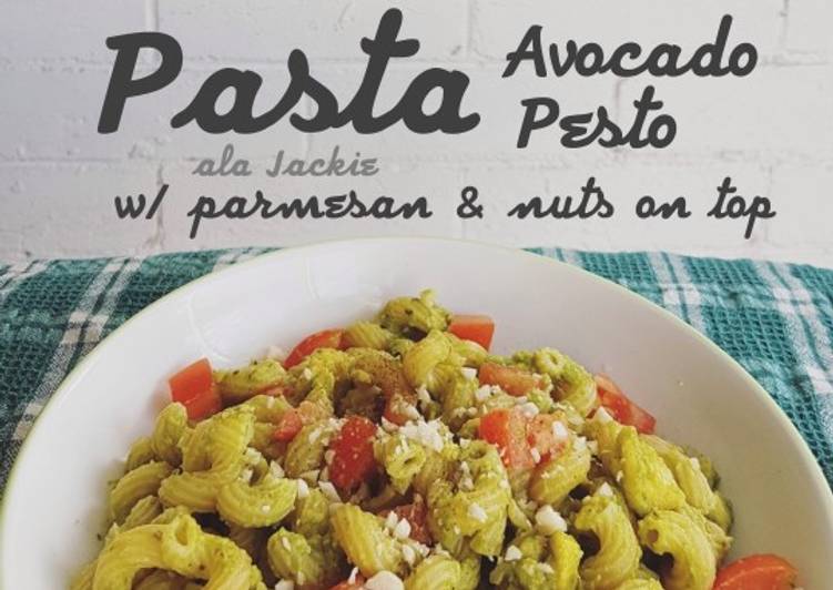 Pasta Pesto Avocado with Parmesan and Nuts on top