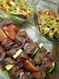 Brochettes de viande rouge marinée